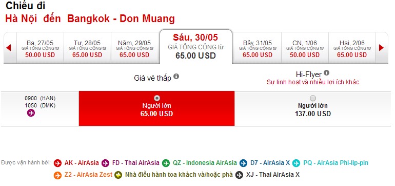 Vé máy bay đi Bangkok giá rẻ